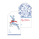 Blue and White Reindeer Gift Tag