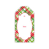 Bright Red and Green Christmas Plaid Gift Tag