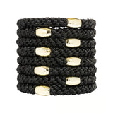 Black/Gold Grab & Go Ponytail Holders - Set of Eight