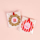 Scalloped Round Picture Frame Ornament-Evergreen Stripes