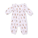 Bestie Dogs Pink Ruffle Sleeve Snap Romper
