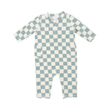 Gray Mist Checkerboard French Terry Uni Romper