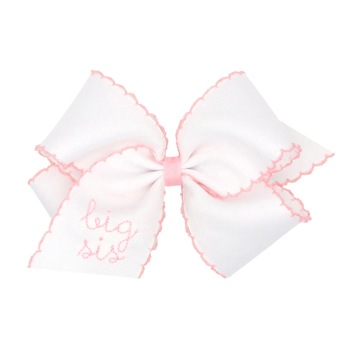 Embroidered Big Sis Moonstitch White Bow