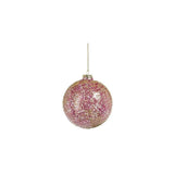 Fuchsia & Gold Glitter Glass Ball Ornament