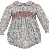 Sophia Green & Red Hoilday Print Girl's Bubble