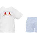 Apples & Pencils Light Blue Gingham Short Set