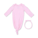 Solid Pink A Boo - Knotted Gown and Headband
