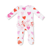 Happy Hearts 2 Way Zipper Ruffle Footie