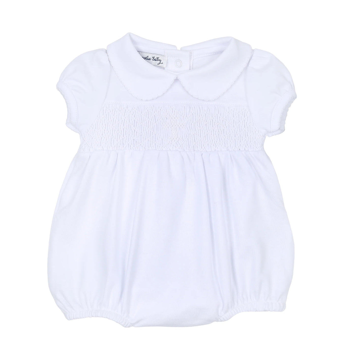 Blessed Smocked Collared Girl Bubble White