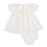 Pretty Pumpkin Trellis - Jane Puff Sleeve Bishop Dress and Bloomer