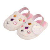 White Jeweled Fur Slippers