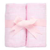Pink Sm Check  Burp Pads Set of 2