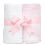 Pink & White Seersucker Stripe Burp Pads Set of 2