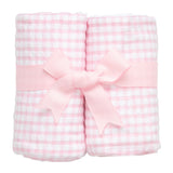 Big Pink Check Burp Pads Set of 2