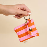 Sicily Stripes Pink Puffy Earbud Case