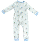 Blue Santa One Piece Zip Up Jammies