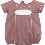 Burgundy Gingham Boy's Short Bubble