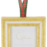 Gold w/ Cream Channel w/ Plaid Ribbon Ornament