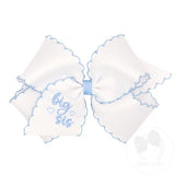 Big Sis Blue Emb Hair Bow