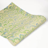 Hand Marbled Seaglass Peacock Gift Wrapping Paper Sheets