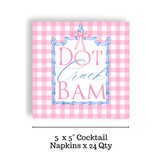 Mahjong Pink Plaid Bev Napkin
