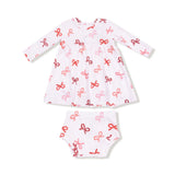 Candy Cane Bows Simple Dress + Bloomer