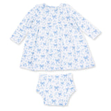 Blue Bows and Flowers - Simple Dress and Bloomer