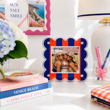 Orange and Blue Striped Gameday Scalloped Acrylic Frame