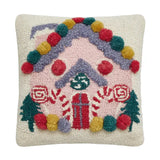 Pink House w/Pom Poms Pillow