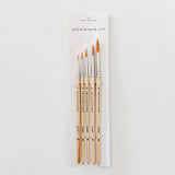 Watercolor paintbrush set of five wood brushes