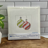 Red and Green Striped Ornaments Needlepoint Kit