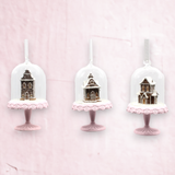 Gingerbread Houses in Cloche Ornament