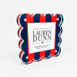 Red and Navy Striped Gameday Scalloped Acrylic Frame