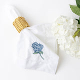 Hydrangea Stem Embroidered Dinner Napkin