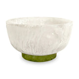 White and Green Resin Rio Small Bowl with Base