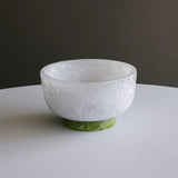 White and Green Resin Rio Small Bowl with Base