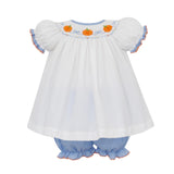 Pumpkins Blue Microcheck Bishop Bloomer Set