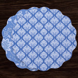 Blue and White Vida Flowers & Pattern Reversible Round Placemats Set of 4