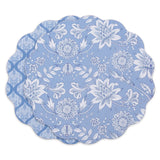 Blue and White Vida Flowers & Pattern Reversible Round Placemats Set of 4