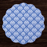 Blue and White Vida Flowers & Pattern Reversible Round Placemats Set of 4