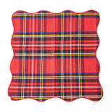 Red Plaid Scalloped Dinner Napkin