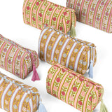 Vintage Floral Stripes Makeup Bag - Pink