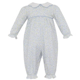 Caroline Tiny Blue Floral Knit Long Romper