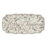 Merry Christmas Green Toile Tray