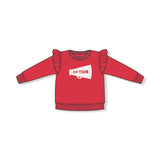 French Terry Sport Varsity Red Ruffle Sweatshirt