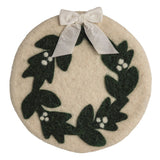 Wreath Felt White Christmas Trivet
