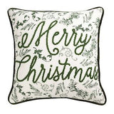Merry Christmas Green Toile Pillow