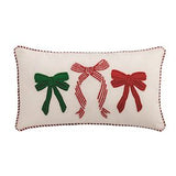 Bow Whimsy Christmas Embroidered Pillow