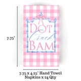 Mahjong Pink Plaid "Dot Crack Bam" Guest Napkins 3-ply