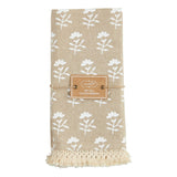 Flower Taupe Block Print Cloth Napkin Set